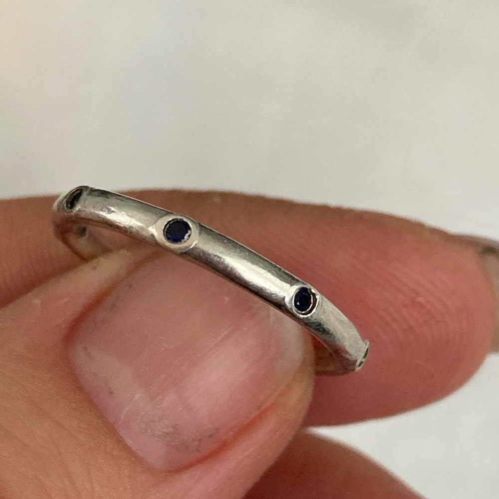 Stackable Sterling G Silver Lab Created Sapphire … - image 3